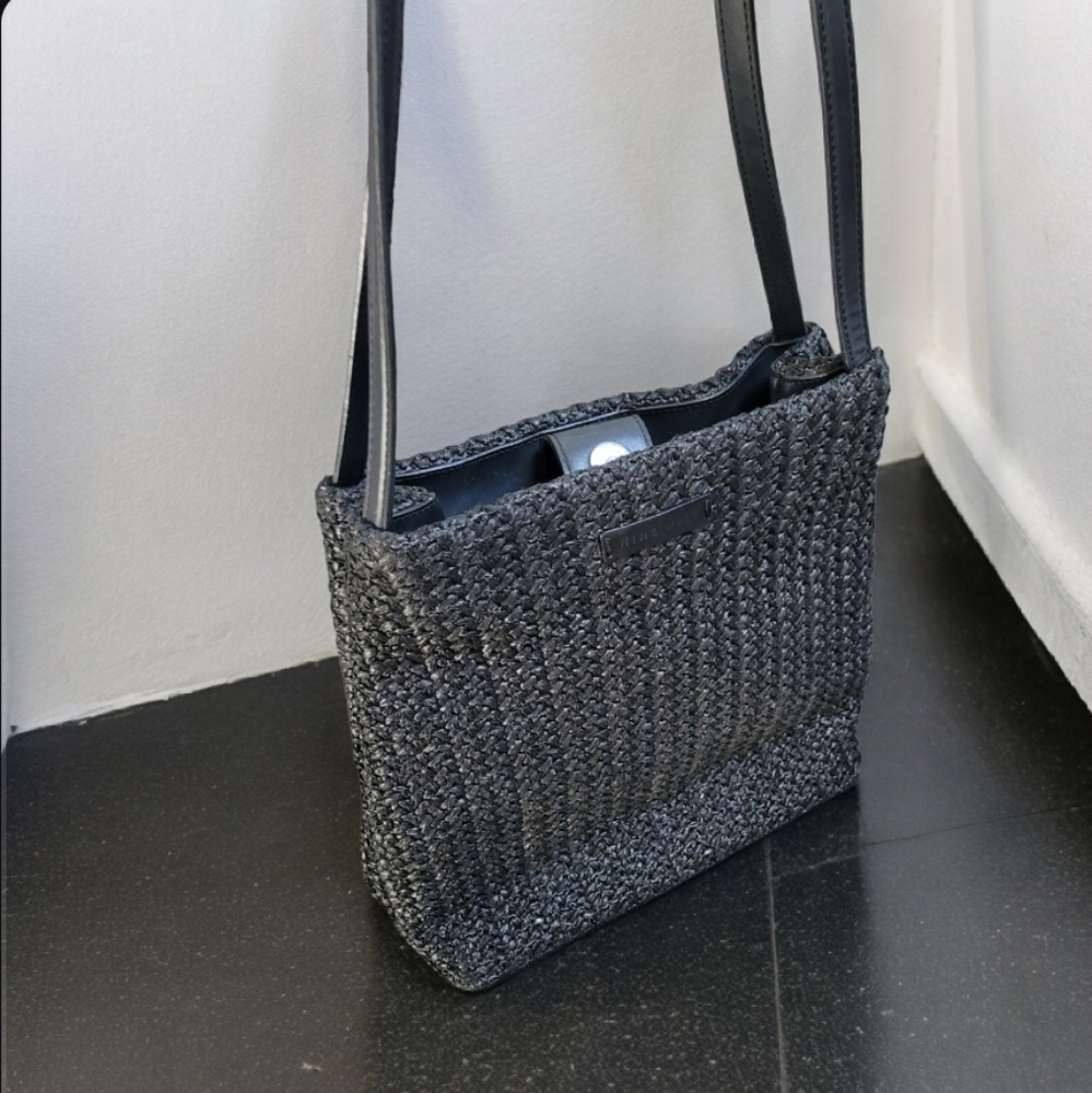 Nine West Black Basket Weave Textured Shoulder Bag